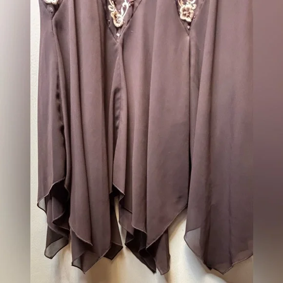 S.L.Fashion Vintage asymmetric drop waist beaded slip dress Size 16 - Picture 4 of 8